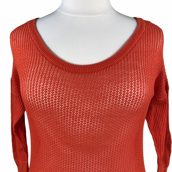 Torrid Red/Orange Open Weave Scoop Neck Sweater - Picture 2 of 13